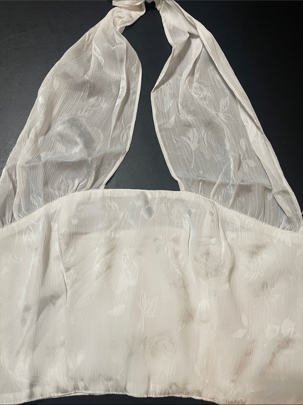 Sheer Halter Lace-Texture Camisole Top in Ivory Sky to Moon NWOT L  runs small